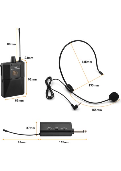 Uhf Kablosuz Mikrofon Verici ve Alıcılı Kulaklık LED (Yurt Dışından) modelleri