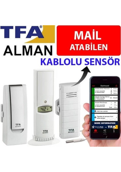 Tfa WH502-BM Set Kablolu Sensörlü Akıllı Sıcaklık ve Nem Ölçer