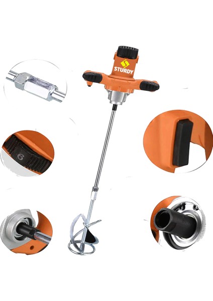 Power Tools 3600 Watt Turuncu 6 Kademe Hız Ayarı Boya ve Harç Mikseri Karıştırıcı