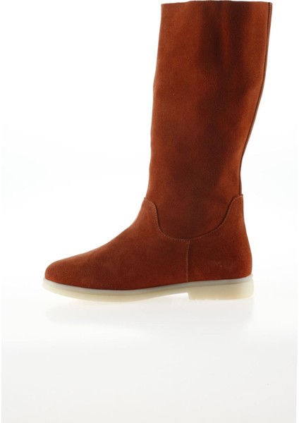 Kiremit Süet Kadın Düz Çizme modelleri