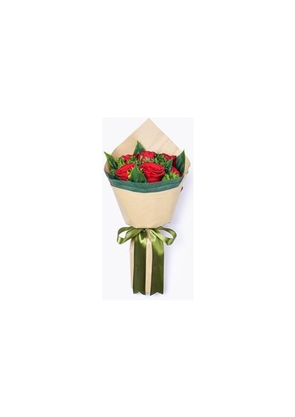 - Sevdicek - 6 Kırmızı Gül Buketi - Aranjman Kesme Canlı Çiçek
