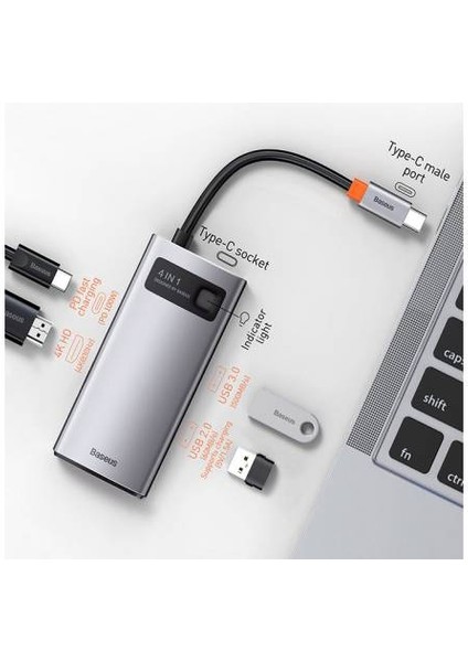 4in1 Type-C Hub HDMI USB 2.0 USB 3.0 USB Çoğaltıcı Görüntü Aktarım Kiti Macbook Laptop Ipad