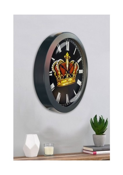 Salon Ofis Duvar Saati Gri Metal Çerçeve 36 cm