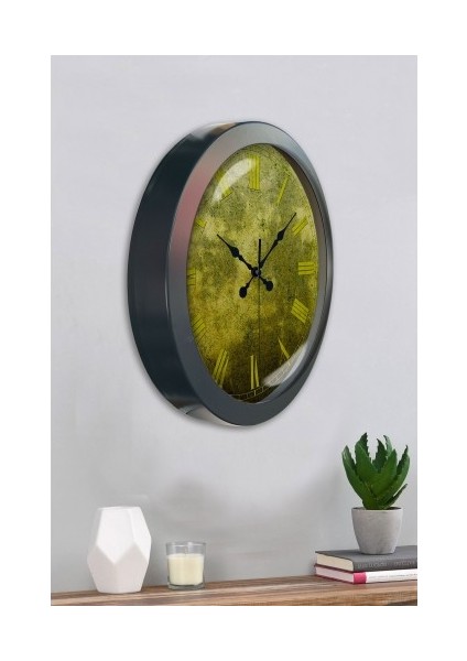 Salon Ofis Duvar Saati Gri Metal Çerçeve 36 cm
