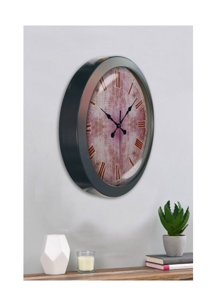 Salon Ofis Duvar Saati Gri Metal Çerçeve 36 cm