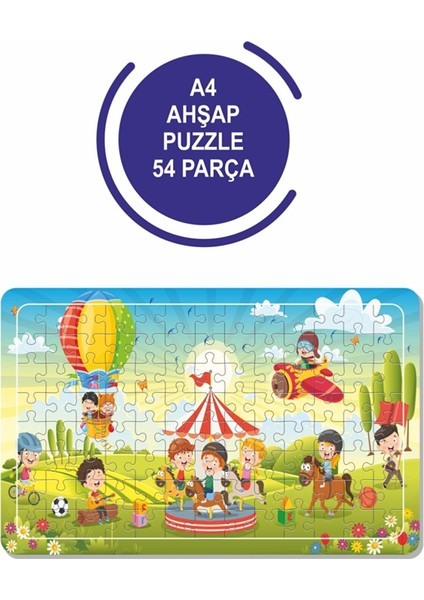 Oyun ve Eğlence Zamanı A4 54 Parça Puzzle, Oyuncak, Yapboz