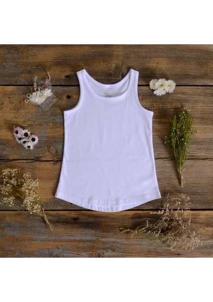 Organik Kız Çocuk Atlet - Beyaz modelleri