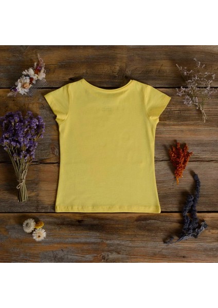 Organik Kız Çocuk Kısa Kollu T-Shirt - Sarı fırsatları