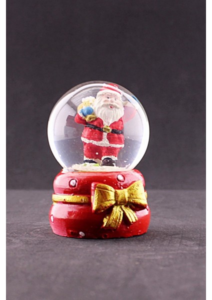 Yeni Yıl I Noel Baba Temalı Kurdele Detaylı Mini Boy Işıklı Kar Küresi 6,5 cm A modelleri