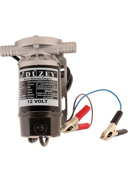 DÜZEY 24 VOLT 3/4'' HORTUM ÇIKIŞLI DIŞTAN ÇEKME MAZOT AKTARMA(SIVI TRANSFER) POMPASI (SU,SÜT,YAĞ)