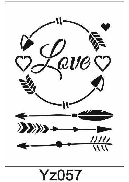 Yazı Desenler Stencil Şablon 25 x 35 cm YZ-057