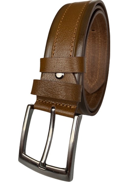 Deri Desenli Premium Taba Kot Spor Kemer 4.5 cm
