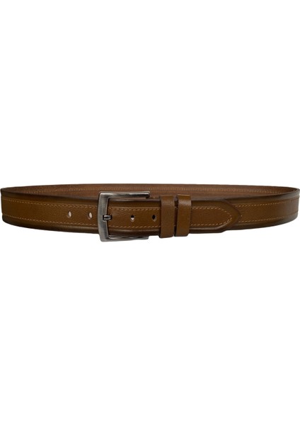 Deri Desenli Premium Taba Kot Spor Kemer 4.5 cm