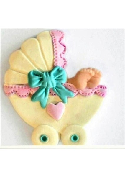 Fiyonklu 6,5cm Bebek Arabası Silikon Kalıp K-440 Mum Kokulu Taş Alçı Kalıbı