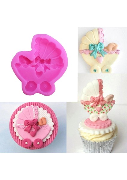 Fiyonklu 6,5cm Bebek Arabası Silikon Kalıp K-440 Mum Kokulu Taş Alçı Kalıbı modelleri