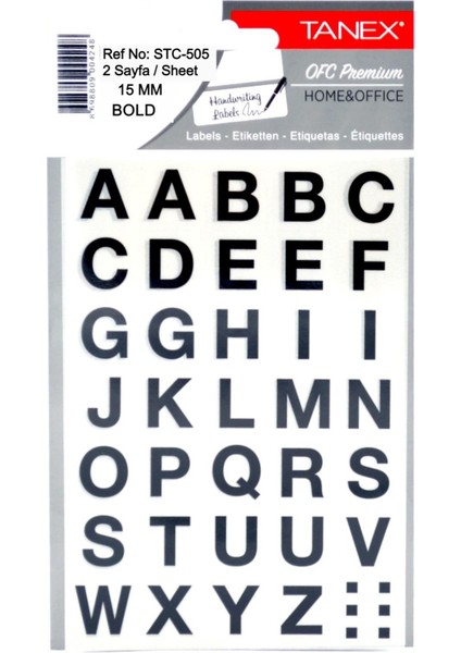 STC-505 Harf Etiketi 15 mm 2 Sayfa
