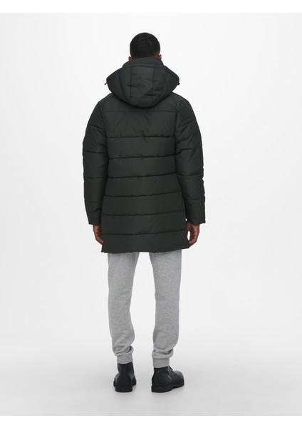 Carl Long Quilted Coat Otw Erkek Siyah Mont 22020156-02