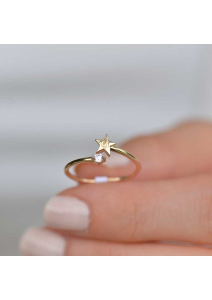 14 Ayar Altın Tektaş Yıldız Figürlü Yüzük fiyatları