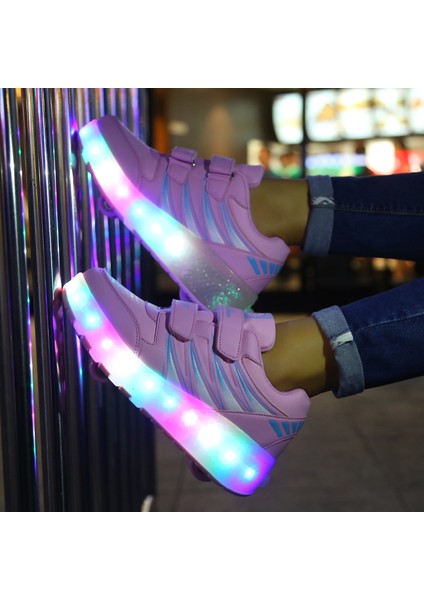Sıtong 4 Tekerlekli USB Şarjlı LED Işıklı Paten Ayakkabı (Yurt Dışından) fırsatları