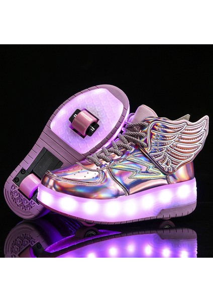 Sıtong LED Işıklı Kanat Detaylı Paten Ayakkabı - Pembe (Yurt Dışından)
