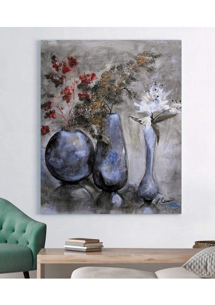 Vazoda Çiçekler Kanvas Tablo