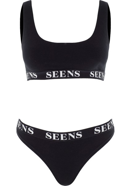 Unicus Crop Top & Orela String Siyah Takım
