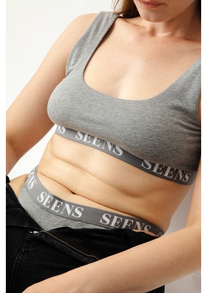 Unicus Crop Top & Orela String Gri Takım