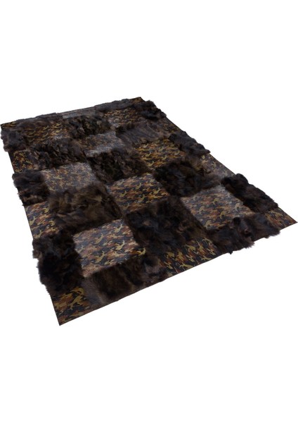 Baskılı Patchwork Doğal Kürk KH323-28 Koyu Kahve fiyatları