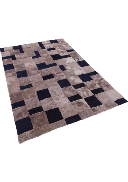 Patchwork Doğal Toskana Kürk Halı KH324-03 Lacivert Kahve