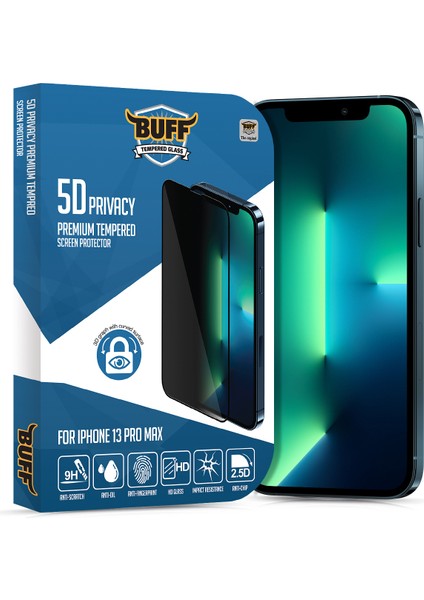 Buff iPhone 13 Pro Max 5d Privacy Ekran Koruyucu