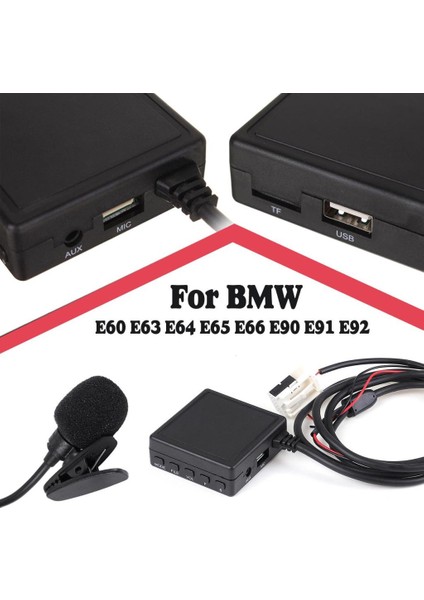 Bmw E60 E63 E65 E90 E91 E92 Bt 5.0 Mikrofonlu Aux Adaptörü Sku9  USB Tf Kart Girişi