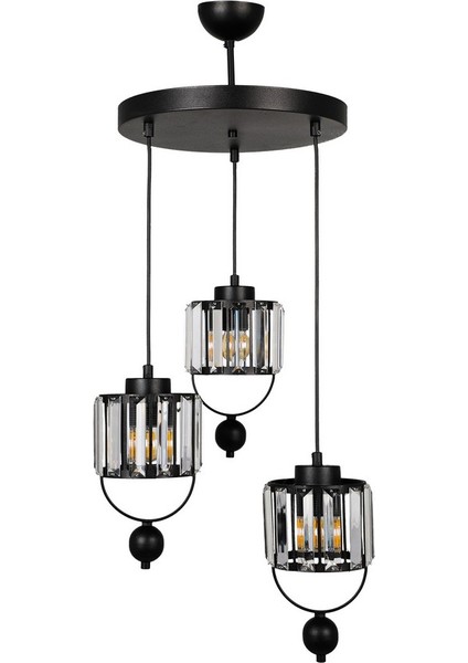 Lux 3.lü Siyah Tepsili Avize fiyatları