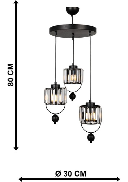 Lux 3.lü Siyah Tepsili Avize indirimleri