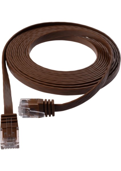 CAT6 Yassı Ethernet (Network, LAN) Kablosu, Kahverengi, 10 metre