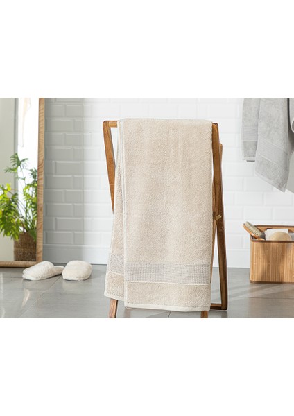 Deluxe Pamuklu Low Twist Banyo Havlusu 90x150 cm Bej