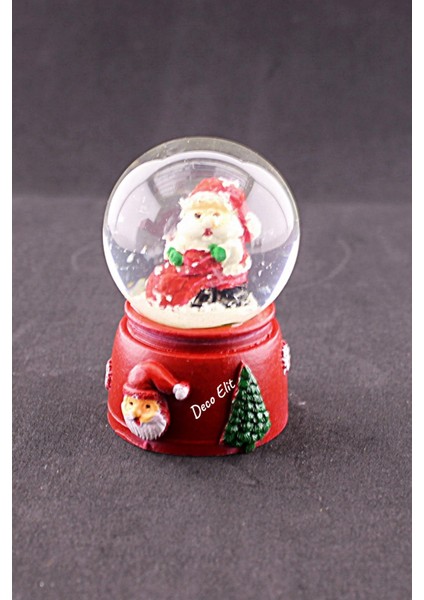 Yeni Yıl Noel Baba Temalı Mini Boy Işıklı Kar Küresi 6,5 cm A