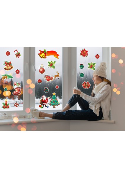 Yılbaşı Temalı Cam ve Duvar Sticker(Etiket) Süsü