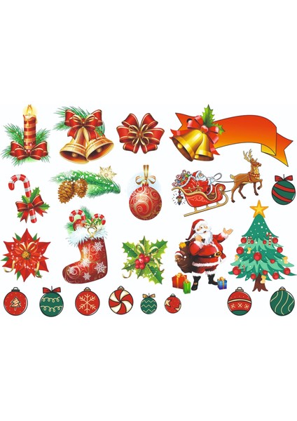 Yılbaşı Temalı Cam ve Duvar Sticker(Etiket) Süsü