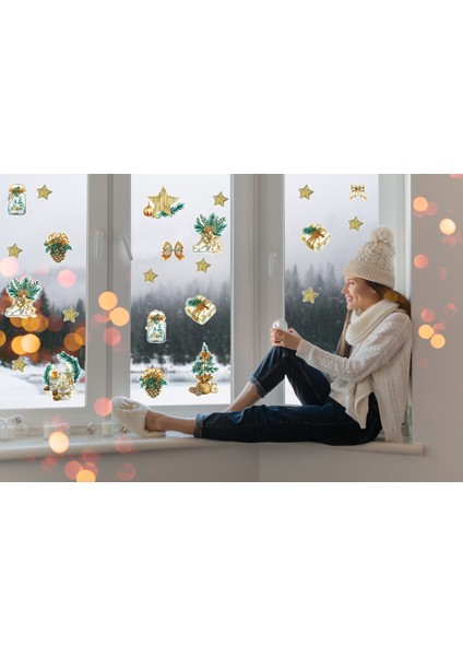 Yılbaşı Temalı Cam ve Duvar Sticker(Etiket) Süsü