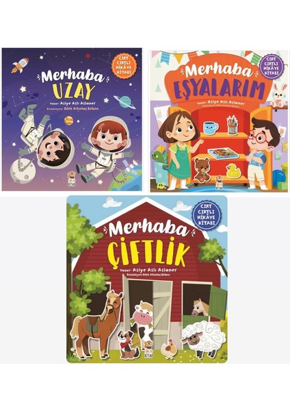 Sincap Kitap Merhaba Serisi Cırt Cırtlı Hikaye Kitapları 3'lü Set Merhaba Çiftlik - Eşyalarım - Uzay