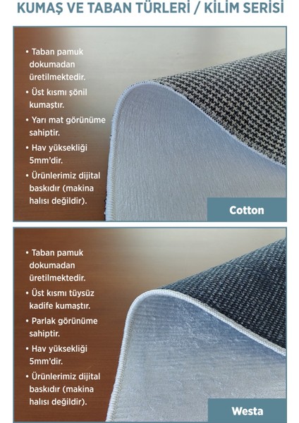 Homier Collection Kısa Saçaklı Westa Serisi Yıkanabilir Kaymaz Taban Antibakteriyel Kilim OT-4067A