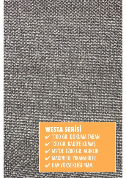 Homier Collection Kısa Saçaklı Westa Serisi Yıkanabilir Kaymaz Taban Antibakteriyel Kilim OT-4015A