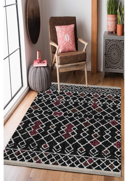 Homier Collection Kısa Saçaklı Westa Serisi Yıkanabilir Kaymaz Taban Antibakteriyel Kilim OT-4015A