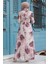 Neva Style - Çiçek Desenli Bej Tesettür Elbise 27921BEJ 3