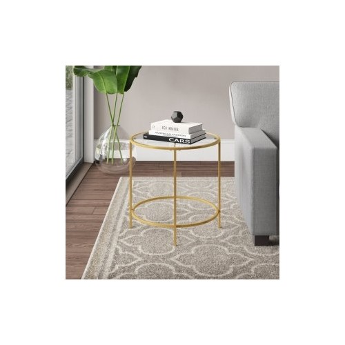 Tino Furniture Valletta Gold Kaplama Yan Sehpa Şeffaf Camlı Fiyatı