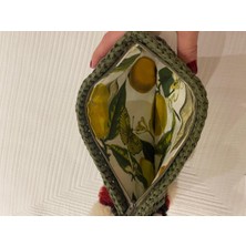Craftatelier Renkli Ponpon Detaylı El Örgüsü Yeşil Clutch Çanta