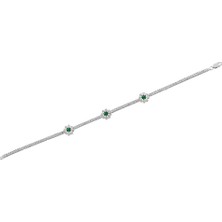 Osmanlı Gümüş Ahenk Zümrüt Taşlı Su Yolu Kadın Gümüş Bileklik