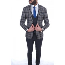 Jan Carlucci Kombinli Slimfit  Yelekli Takım Elbise