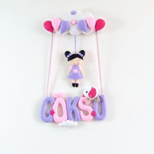 Renkli Hayallerim Göksu Isimli Pembe Lila Bebek ve Hastane Odası Kapı Süsü