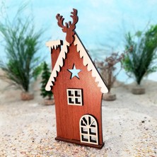 Lora Davet Yılbaşı Süsleri Ahşap Mdf Ev (6 Adet) Kahverengi - 41003